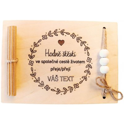 Dřevěné přání na bankovku ke svatbě ♥️ Vlastní text – Hledejceny.cz