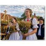 Plakát – Lidé v krojích se sklizňovými kyticemi 100 × 80 cm Bez rámu Bez rámu Ne – Hledejceny.cz