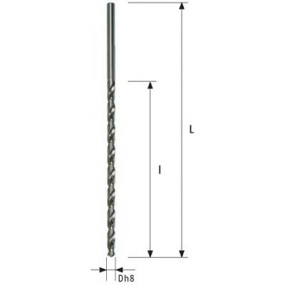 Vrták do kovu DIN1869/2RNHSS,extra dlouhý,2řada, 8.00x305/210