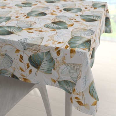 Biante Dekorační čtvercový ubrus Leona LN-174 Zelené listy na režném 80x80 cm – Zboží Mobilmania