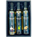 Gourmet Partners Triáda olivových olejů s příchutí česnek natural bílý lanýž 3 x 0,25 l