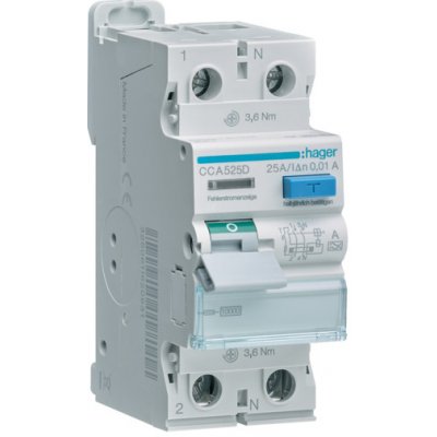 Hager CCA525D 2P 25A 10mA 10kA typ A – Zboží Mobilmania