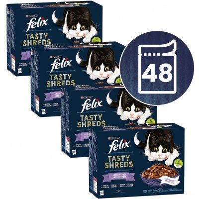 Felix Tasty Shreds lahodný výběr s rybou ve šťávě 48 x 80 g – Zboží Mobilmania