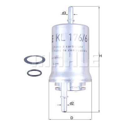 Palivový filtr MAHLE ORIGINAL KL 176/6D (KL176/6D)