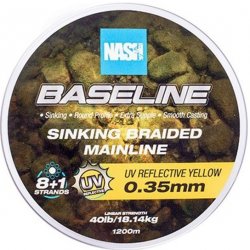 NASH Pletená šňůra Baseline Sinking Braid UV Yellow 1200m 0,20mm 9,07kg