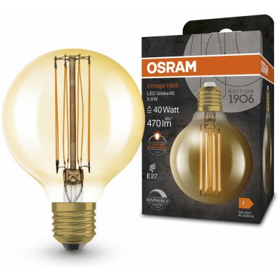 LEDVANCE Osram Vintage 1906 Globe 80 40 Filament DIM 5.8W 822 Gold E27 – Hledejceny.cz