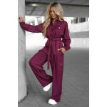 Elegantní komplet košile a široké kalhoty bordo – Zboží Dáma Elegantní komplet košile a široké kalhoty bordo – Zboží Dáma