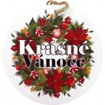 Bondecor Vánoční dřevěná dekorace koule Krásné Vánoce 15cm Jazyk: CZ – Hledejceny.cz