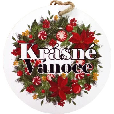 Bondecor Vánoční dřevěná dekorace koule Krásné Vánoce 15cm Jazyk: CZ – Hledejceny.cz