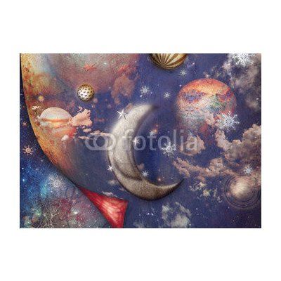 WEBLUX 76288631 Fototapeta plátno Dark galaxy Tmavá galaxie rozměry 160 x 116 cm