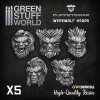 Příslušenství ke společenským hrám Dekorace Green Stuff World: Werewolf Heads 5 ks