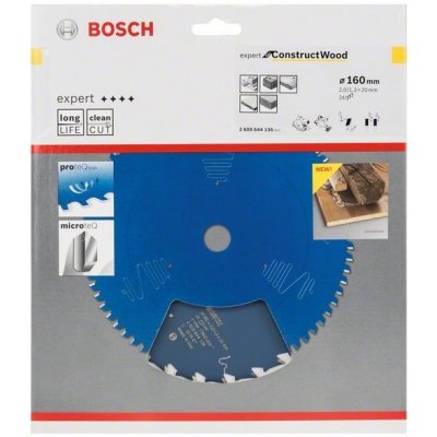 Bosch Professional Pilový kotouč na dřevo Expert for Construct Wood 160x20x2.0mm, 24 zubů