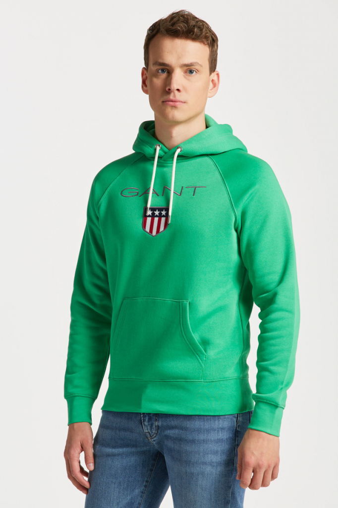 GANT SHIELD HOODIE zelená