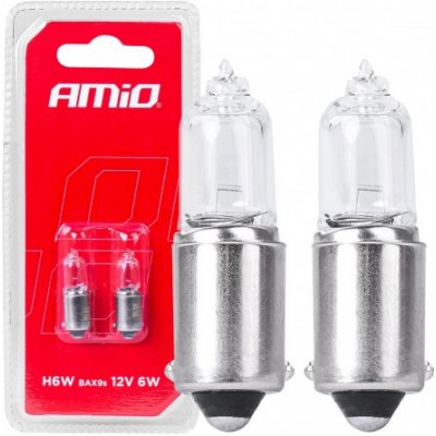AMIO Halogenové žárovky H6W BAX9S 12V 6W white 2 ks – Zboží Mobilmania