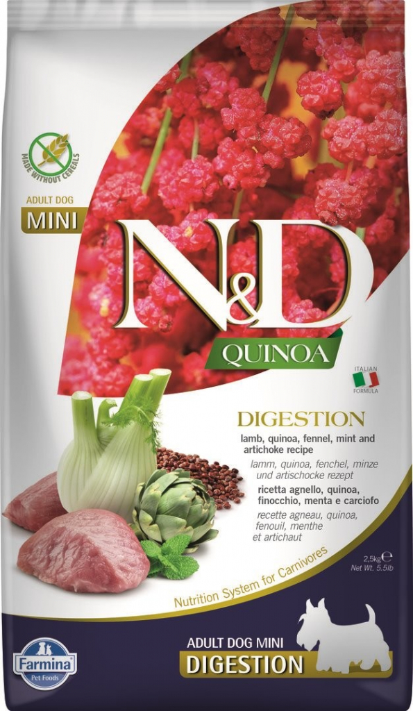 N&D Quinoa Dog Adult Mini Grain Free Digestion Lamb & Fennel 2,5 kg