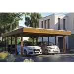 SKAN HOLZ Přístřešek na auto Friesland dvojitý 557 x 860 cm ořech – HobbyKompas.cz