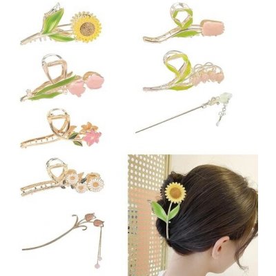 6 kusů květinových kovových sponek do vlasů a 2 kusy sponek do vlasů, protiskluzové sponky do – Zboží Mobilmania