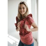 Milky Waves kojící tričko milk & love krátky rukáv hnědo růžová – Zboží Dáma