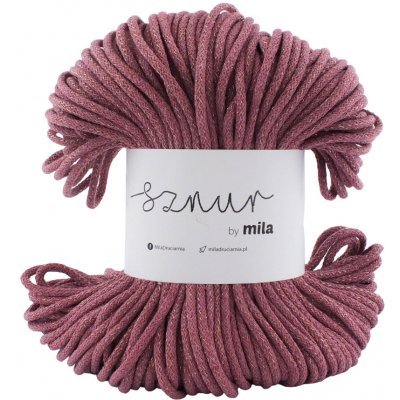 MILA Bavlněná šňůra Glitter 3mm - Starorůžová tmavá zlatá/PG126 – Zboží Dáma