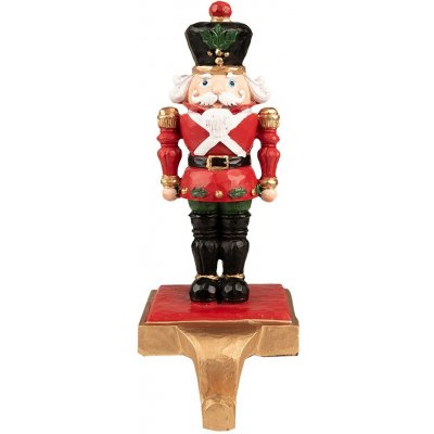Červeno-černý věšák na vánoční punčochu Louskáček - 10*12*24 cm - Clayre & Eef – Hledejceny.cz