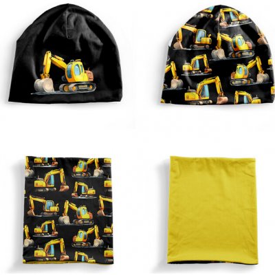 Takoy Panel se střihem M funkční úplet set čepice a nákrčník bagry černé – Zboží Mobilmania