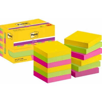 Adidas 3M Post-It 622-12SS-CARN, Čtvercový, Zelená, Růžová, Žlutá, Papír, PEFC, 47,6 mm, 47,6 mm – Hledejceny.cz