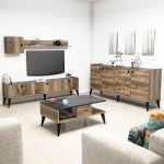 Hanah Home Living Room Furniture Set Lidya 2 Walnut Marble – Hledejceny.cz