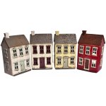 EGO Decor Keramický svícen DOMEČEK na náměstí, Vintage, 13x22x9,5cm Barva: č.2 smetanová - vínové okenice – Zboží Dáma