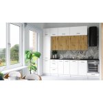 FRONTI Kuchyňská linka DAFNI 280cm Dub artisan/Bílá – Sleviste.cz