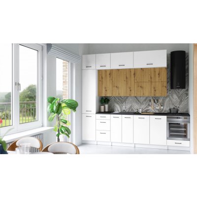 FRONTI Kuchyňská linka DAFNI 280cm Dub artisan/Bílá – Sleviste.cz