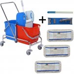 Uklidshop Úklidový vozík DOUBLE VAK 2 x 25 l + FLIPPER Mop sestava se 3 návleky – HobbyKompas.cz