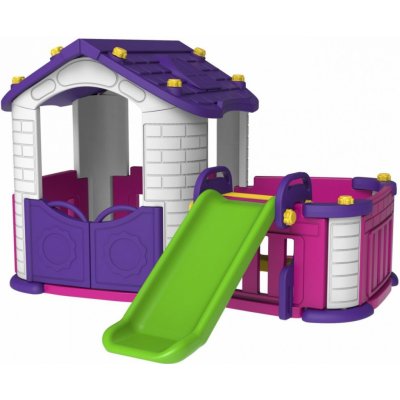 mamido Dětský zahradní domeček se skluzavkou fialový