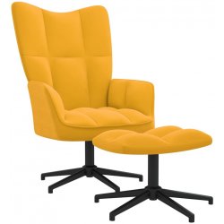 vidaXL 328113 relaxační se stoličkou hořčicově žluté samet
