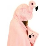 Cozy Noxxiez BL816 Plameňák hřejivá deka s kapucí se zvířátkem a tlapkovými kapsami – Zboží Dáma