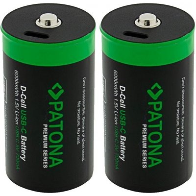 PATONA nabíjecí baterie LR20 mono D Li-lon 4000mAh 1,5V s USB-C nabíjením, 2ks v balení | Zboží Auto
