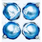 Irisa Sada skleněných vánočních koulí Azure Whisper modrá se bílým dekorem zasněženého lesa Sada 4 ks Velikost 7 cm Velikost: 7 cm Balení: 4ks Barva: modrá – Hledejceny.cz
