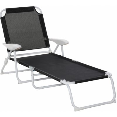 Outsunny Deck Chair Sun Lounger Černá