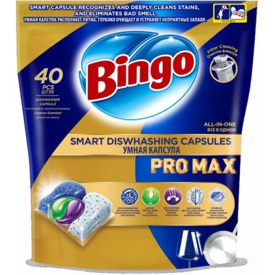 Bingo Pro Max Gelové kapsle do myčky nádobí All in1 40 ks – Hledejceny.cz