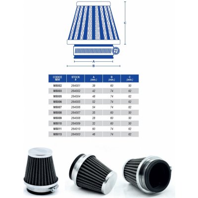 MIW [MEIWA] vzduchový filtr kónický chromovaný ( 32X60X50mm ) (30) – Zboží Mobilmania