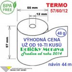 Termo kotouček 57/60/12 BPA 44m (57mm x 44m) Množství: 10 ks kotoučků ve fólii – Zboží Živě