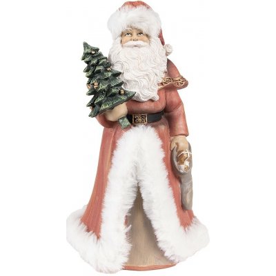 Vánoční dekorace socha Santa v červeném a stromkem - 14*12*23 cm - Clayre & Eef – Hledejceny.cz