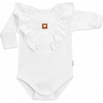 Baby Nellys Rostoucí body NATURE dlouhý rukáv s volánky bílé – Zboží Dáma