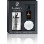 Lilien Men-Art Beard & Hair & Body White univerzální šampon 250 ml + vyživující olej 50 ml + stylingový vosk na vlasy a vousy 45 g dárková sada – Sleviste.cz