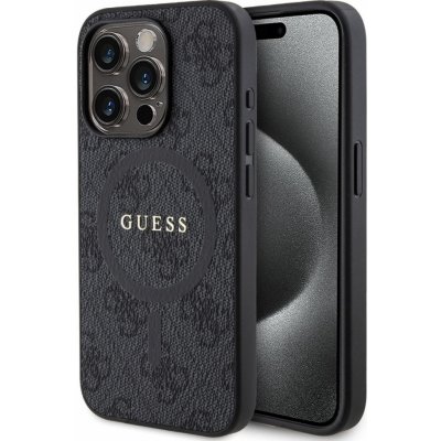 Guess PU Leather 4G Colored Ring MagSafe iPhone 15 Pro černé – Zboží Živě