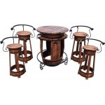 Stůl ze sudu s kováním + 4 židle Hoker s kovovou opěrkou – Sleviste.cz