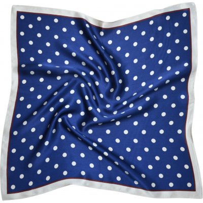 hedvábný šátek modrý s krémovými puntíky – Zbozi.Blesk.cz