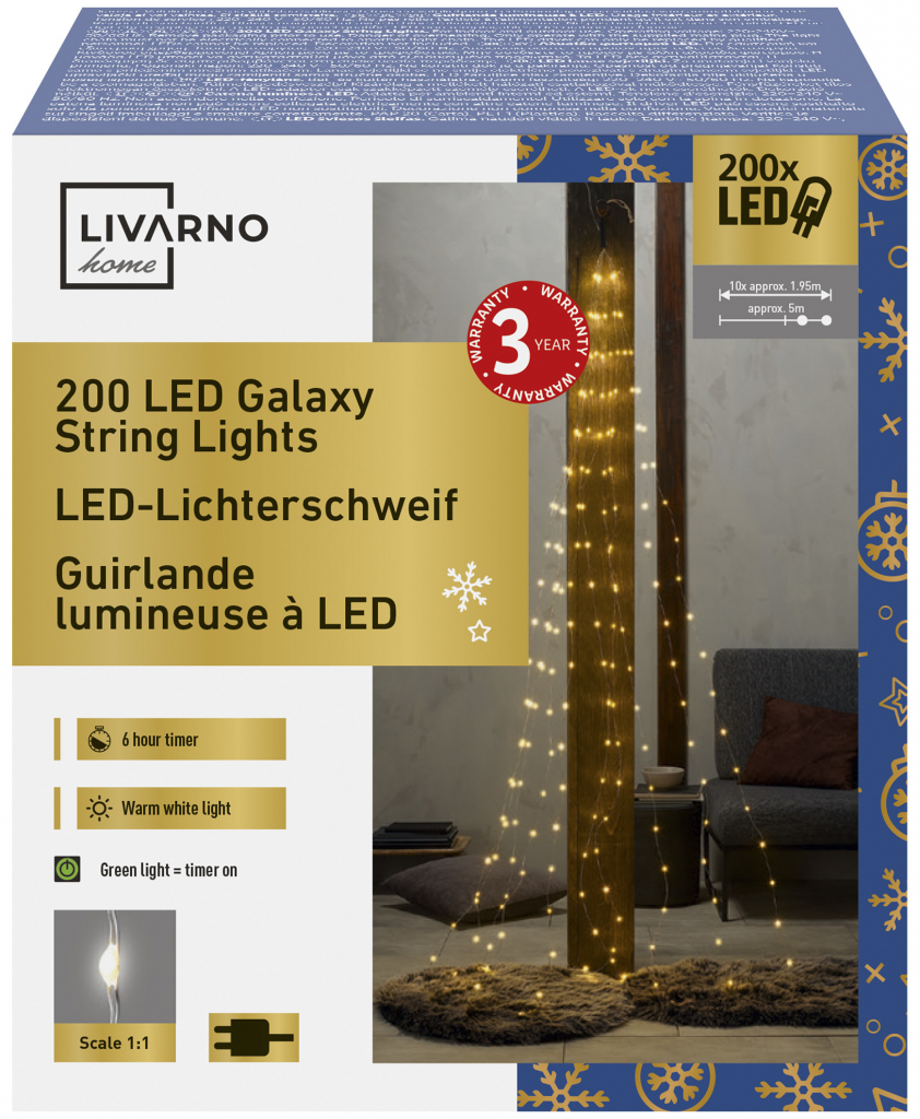 LIVARNO home Světelný LED řetěz 200 LED drát stříbrná