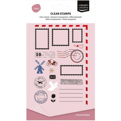 Vaessen creative Polymerová razítka From the Postbox Poštovní známky a obrázky 18 ks – Sleviste.cz