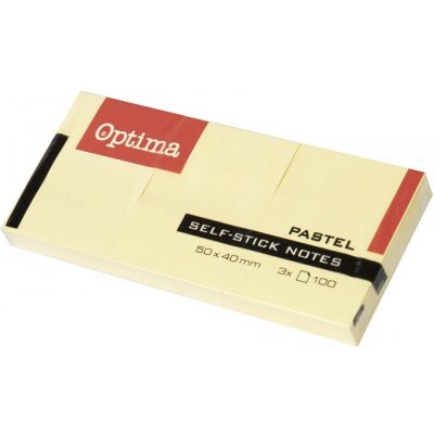 Samolepicí blok na poznámky OPTIMA 38 × 51 mm, žlutý, 3 × 100 listů, 122943 – Hledejceny.cz