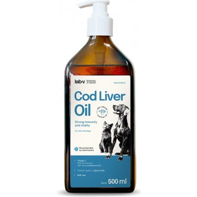 Lab-v Cod Liver Oil 100% olej z tresčích jater pro psy a kočky 500 ml – Hledejceny.cz